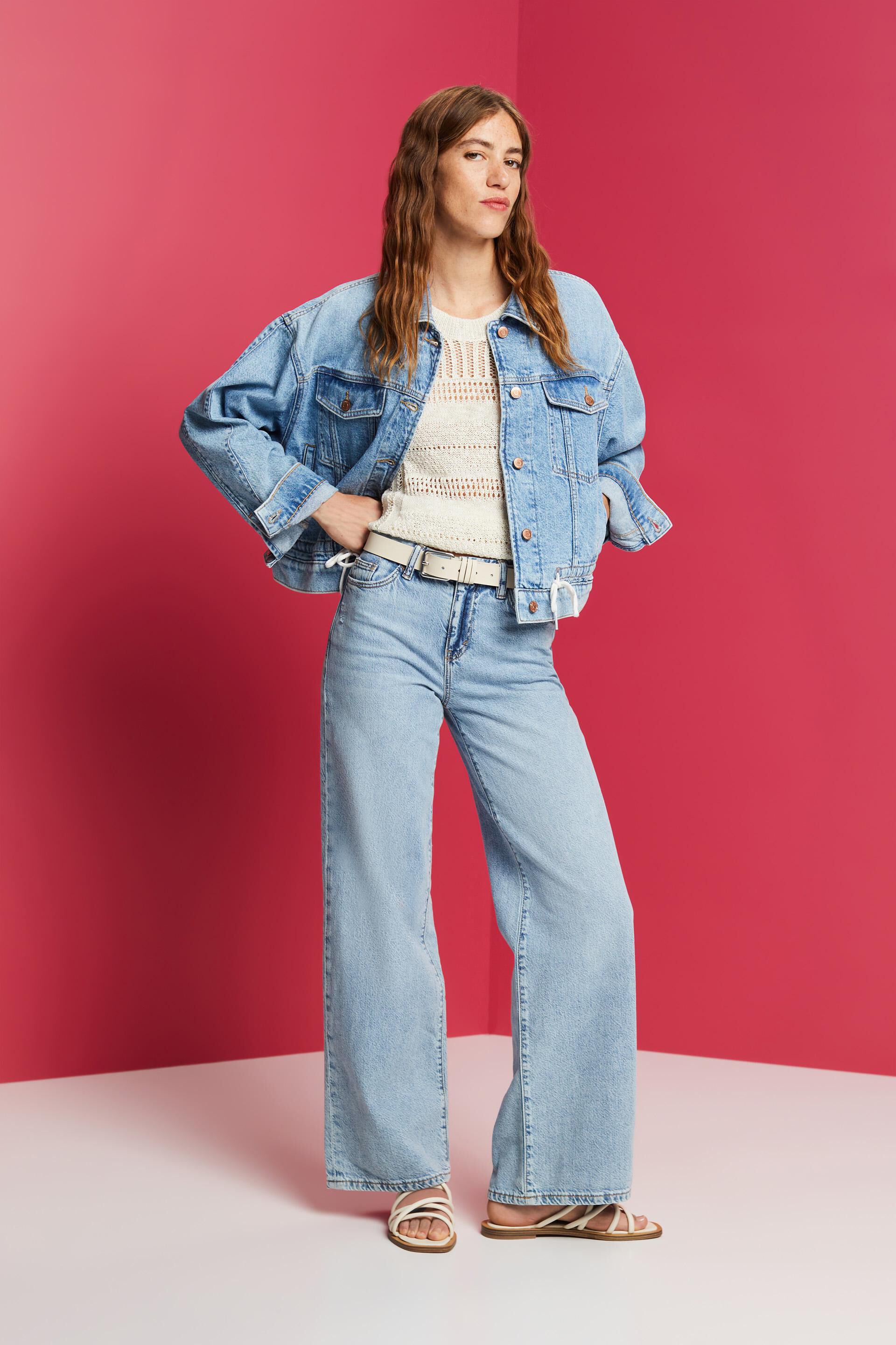 Oversized Jeansjacke in leichter Waschung ESPRIT Shop unserem Online in 
