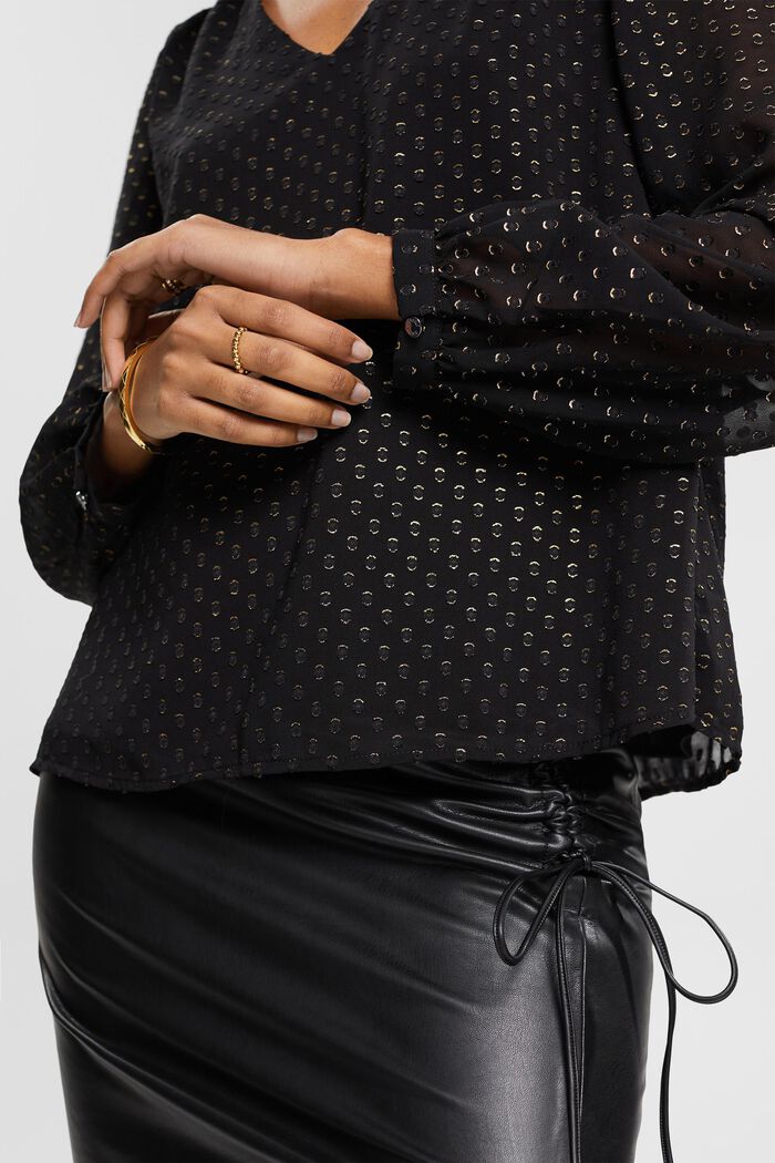 ESPRIT - Bluse mit V-Ausschnitt in Shop unserem Online Glitter-Effekt und goldenem
