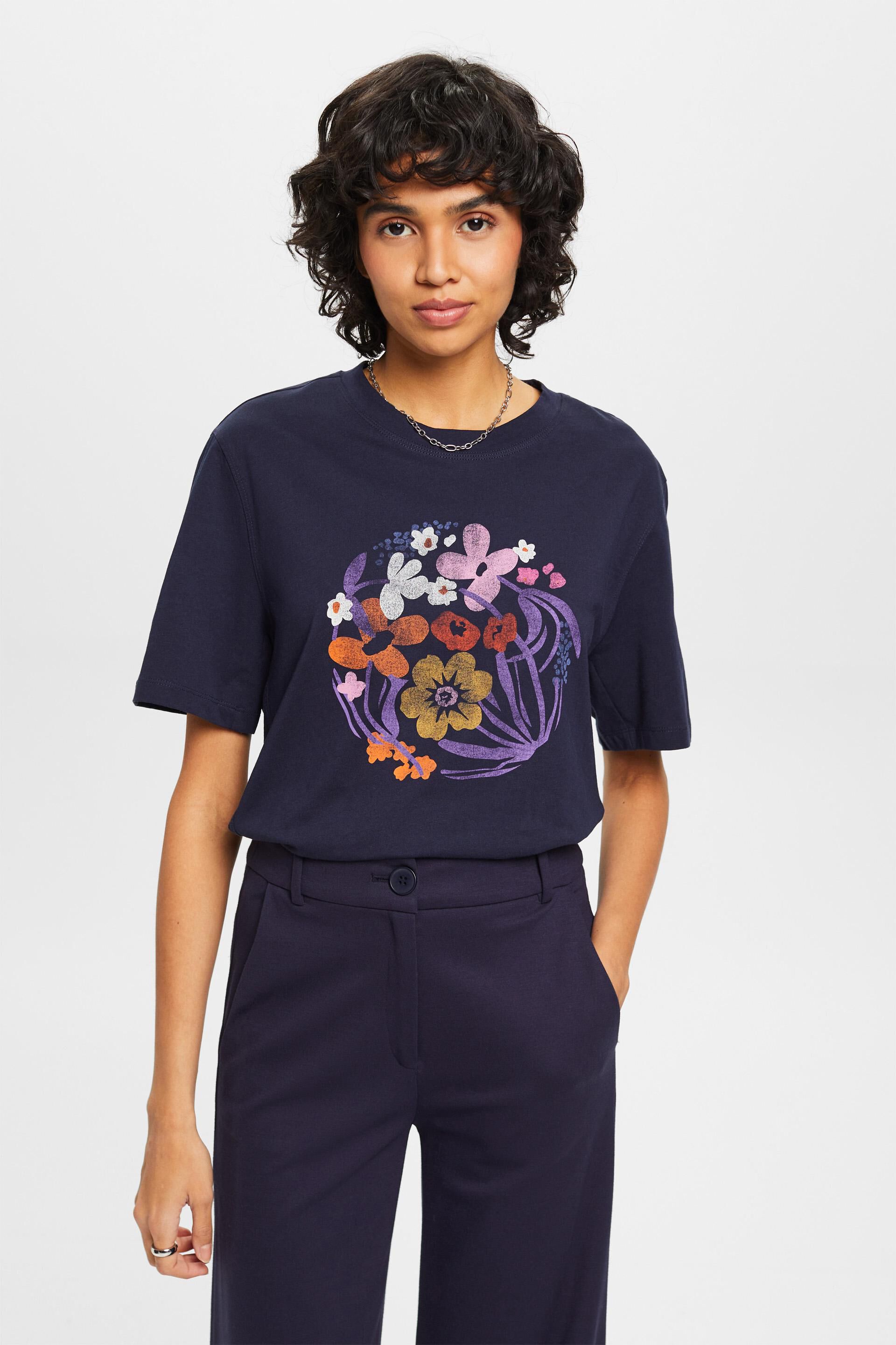 ESPRIT - in T-Shirt unserem Online Shop mit Blumen-Print